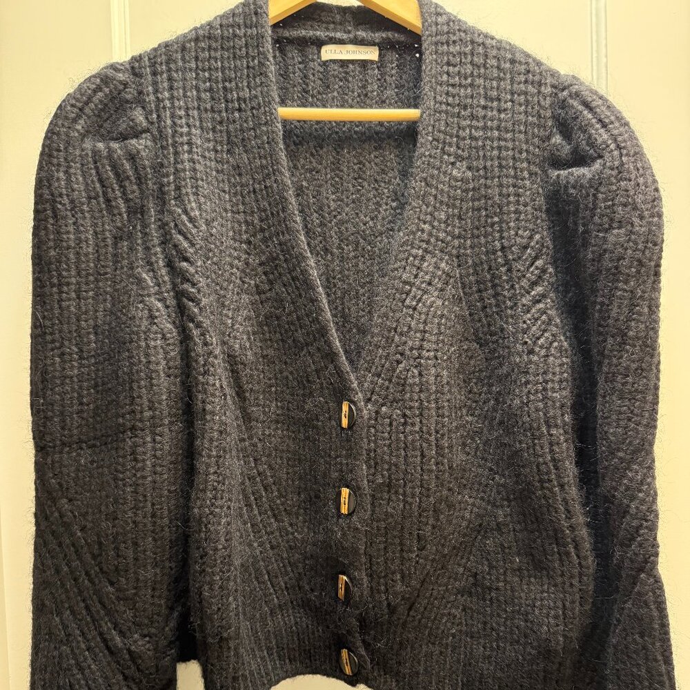 Ulla Johnson Black Alpaca Knit Cardigan - Size Small
